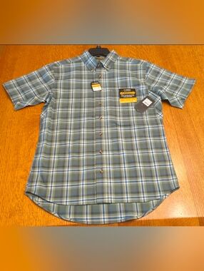 NWT Men's Noble Outfitters- FullFlexx Short Sleeve Shirt- Loden Plaid- Med Reg